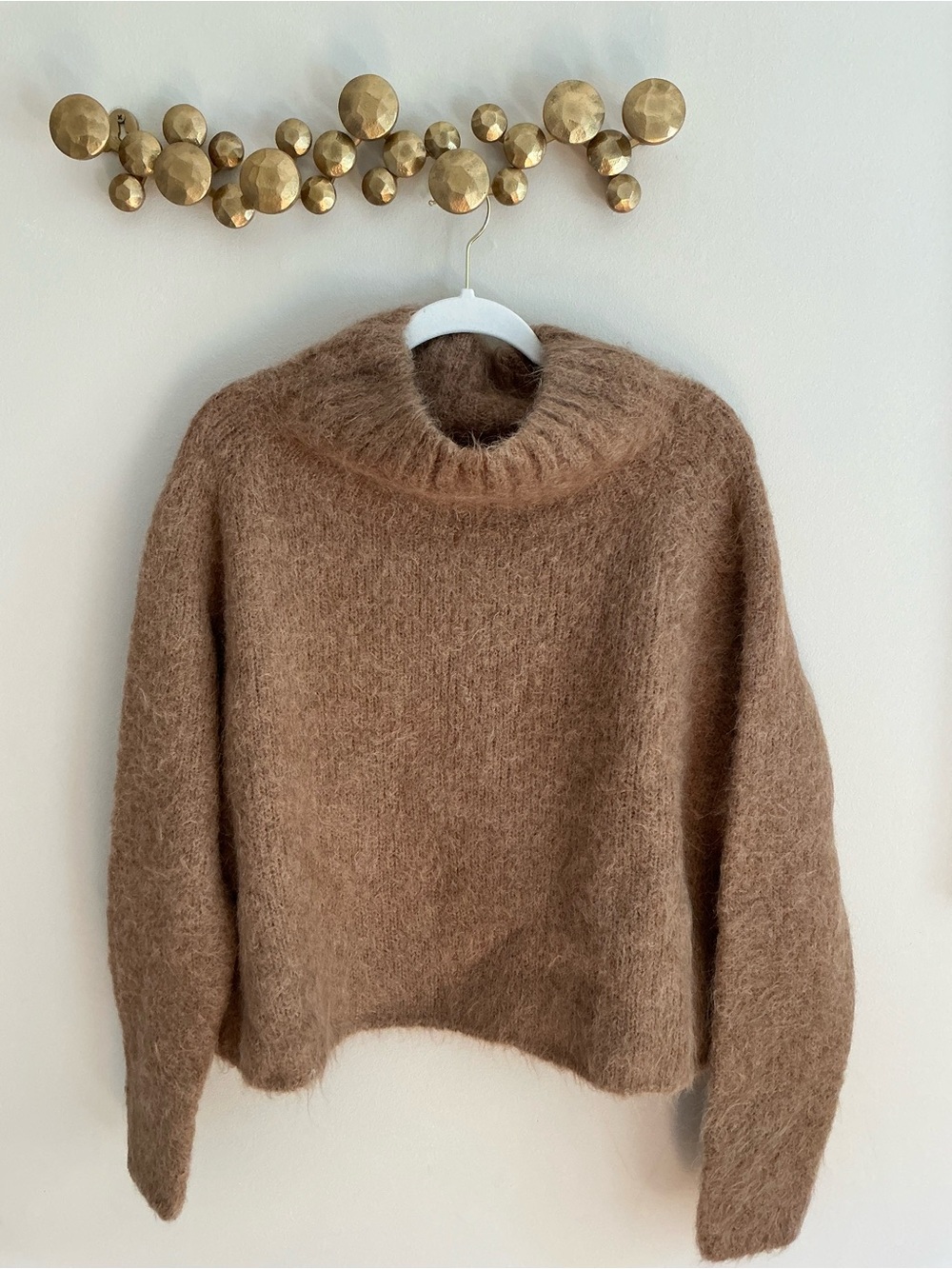 Frances Valentine Camel Audrey Alpaca Funnel Neck Sweater M Mint